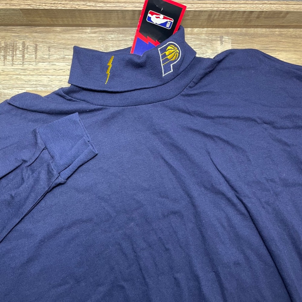 Vintage Indiana Pacers NBA Mock Neck Shirt Pro Player Navy Blue Men's Large New